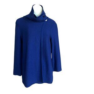 Armani Collezioni Blue Cashmere Wool Silk Blend Cardigan Sweater Size 10